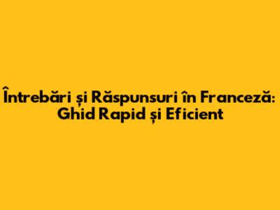 Întrebări și Răspunsuri în Franceză: Ghid Rapid și Eficient