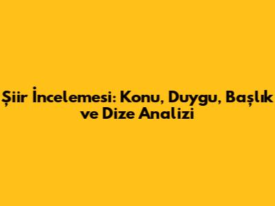 Şiir İncelemesi: Konu, Duygu, Başlık ve Dize Analizi