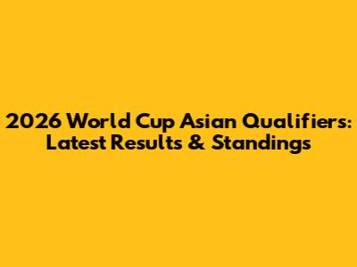 2026 World Cup Asian Qualifiers: Latest Results & Standings