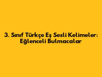 3. Sınıf Türkçe Eş Sesli Kelimeler: Eğlenceli Bulmacalar