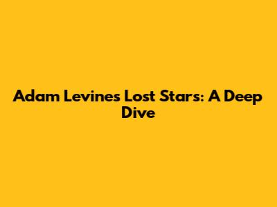 Adam Levine's Lost Stars: A Deep Dive