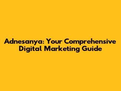 Adnesanya: Your Comprehensive Digital Marketing Guide