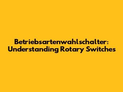Betriebsartenwahlschalter: Understanding Rotary Switches