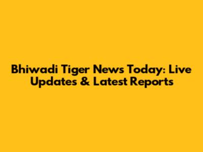 Bhiwadi Tiger News Today: Live Updates & Latest Reports