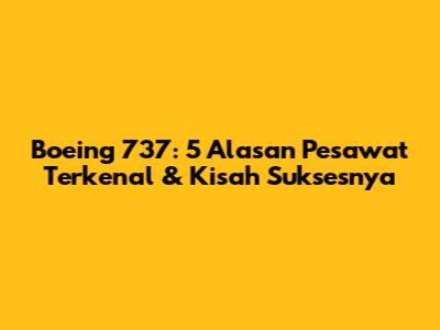 Boeing 737: 5 Alasan Pesawat Terkenal & Kisah Suksesnya