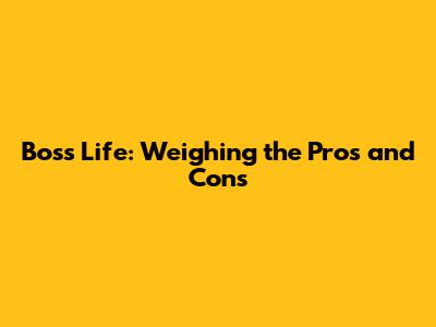 Boss Life: Weighing the Pros and Cons