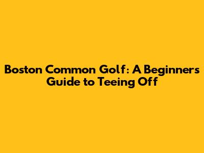 Boston Common Golf: A Beginner's Guide to Teeing Off