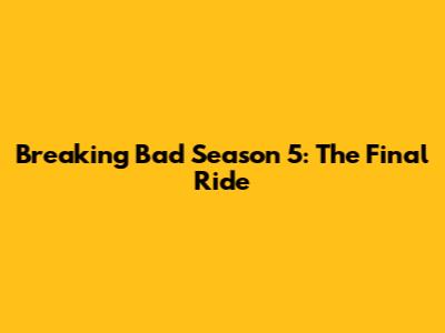 Breaking Bad Season 5: The Final Ride
