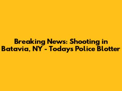 Breaking News: Shooting in Batavia, NY - Today's Police Blotter