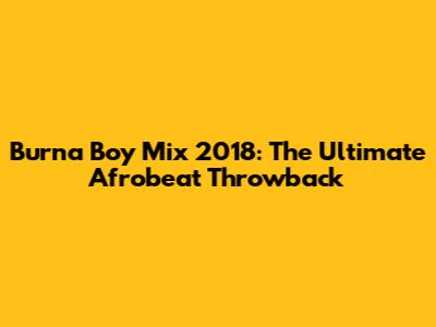 Burna Boy Mix 2018: The Ultimate Afrobeat Throwback