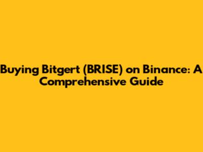 Buying Bitgert (BRISE) on Binance: A Comprehensive Guide