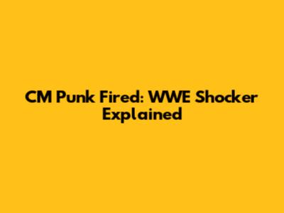 CM Punk Fired: WWE Shocker Explained