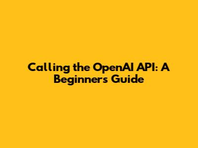 Calling the OpenAI API: A Beginner's Guide