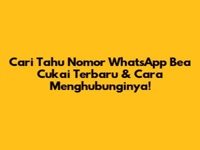 Cari Tahu Nomor WhatsApp Bea Cukai Terbaru & Cara Menghubunginya!