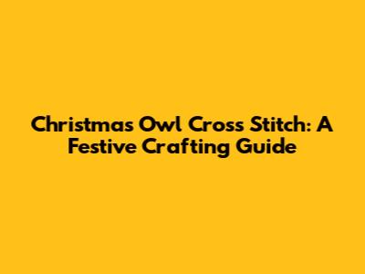 Christmas Owl Cross Stitch: A Festive Crafting Guide