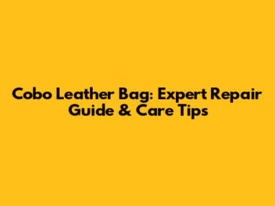 Cobo Leather Bag: Expert Repair Guide & Care Tips