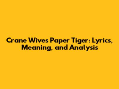 Crane Wives Paper Tiger: Lyrics, Meaning, and Analysis