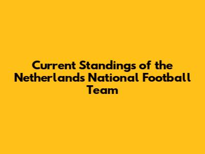 Current Standings of the Netherlands National Football Team