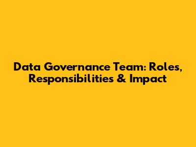 Data Governance Team: Roles, Responsibilities & Impact