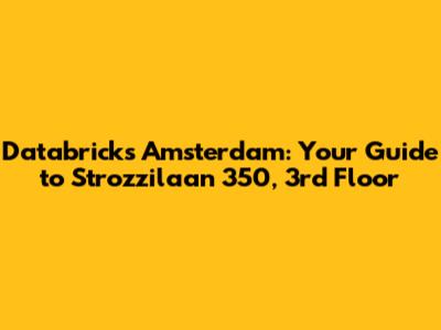 Databricks Amsterdam: Your Guide to Strozzilaan 350, 3rd Floor