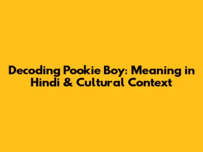 Decoding 'Pookie Boy': Meaning in Hindi & Cultural Context