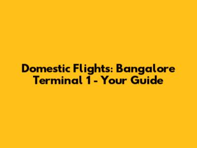 Domestic Flights: Bangalore Terminal 1 - Your Guide