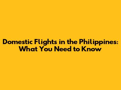 Domestic Flights in the Philippines: What You Need to Know