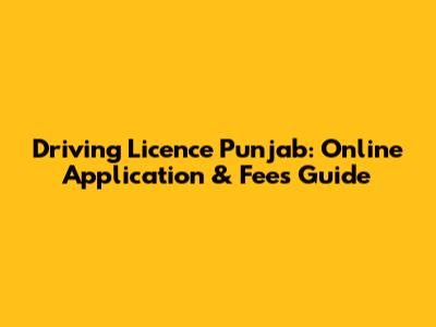 Driving Licence Punjab: Online Application & Fees Guide