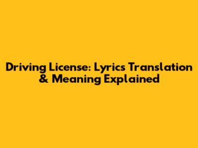 Driving License: Lyrics Translation & Meaning Explained