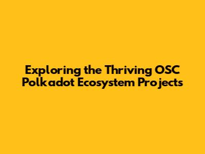 Exploring the Thriving OSC Polkadot Ecosystem Projects