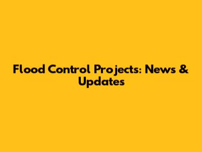 Flood Control Projects: News & Updates