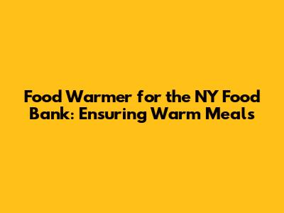 Food Warmer for the NY Food Bank: Ensuring Warm Meals