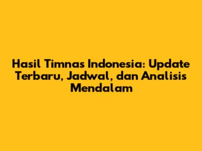 Hasil Timnas Indonesia: Update Terbaru, Jadwal, dan Analisis Mendalam
