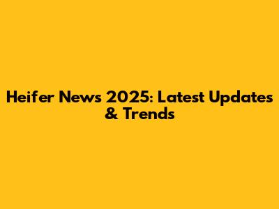Heifer News 2025: Latest Updates & Trends