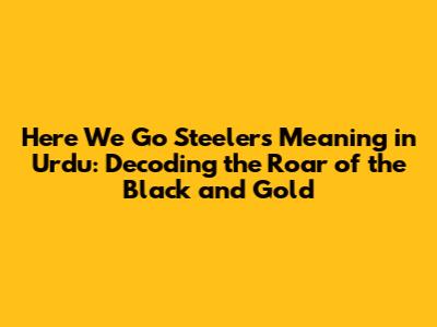 Here We Go Steelers Meaning in Urdu: Decoding the Roar of the Black and Gold