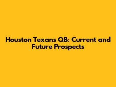 Houston Texans QB: Current and Future Prospects
