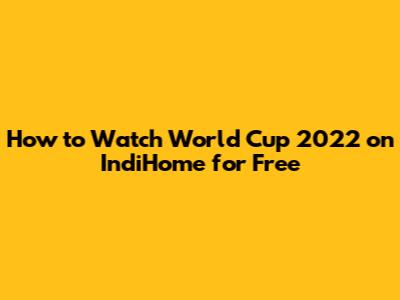 How to Watch World Cup 2022 on IndiHome for Free