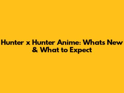 Hunter x Hunter Anime: What's New & What to Expect