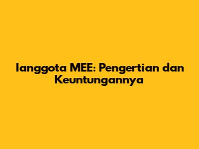 Ianggota MEE: Pengertian dan Keuntungannya