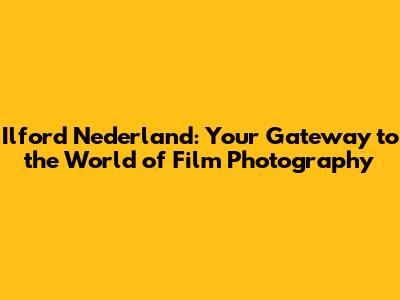 Ilford Nederland: Your Gateway to the World of Film Photography