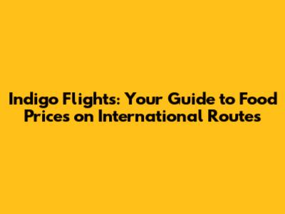 Indigo Flights: Your Guide to Food Prices on International Routes
