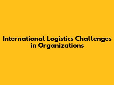 International Logistics Challenges in Organizations