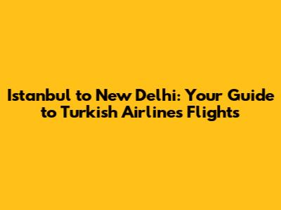 Istanbul to New Delhi: Your Guide to Turkish Airlines Flights