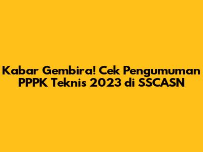 Kabar Gembira! Cek Pengumuman PPPK Teknis 2023 di SSCASN
