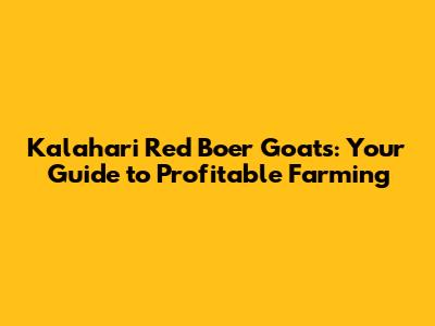 Kalahari Red Boer Goats: Your Guide to Profitable Farming