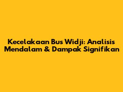 Kecelakaan Bus Widji: Analisis Mendalam & Dampak Signifikan