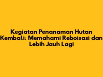 Kegiatan Penanaman Hutan Kembali: Memahami Reboisasi dan Lebih Jauh Lagi