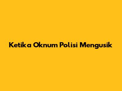 Ketika Oknum Polisi Mengusik