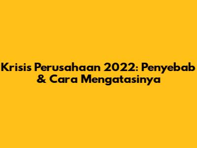 Krisis Perusahaan 2022: Penyebab & Cara Mengatasinya