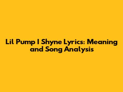 Lil Pump I Shyne Lyrics: Meaning and Song Analysis